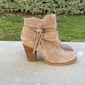 Suede ankle boots - wrapped leather accents